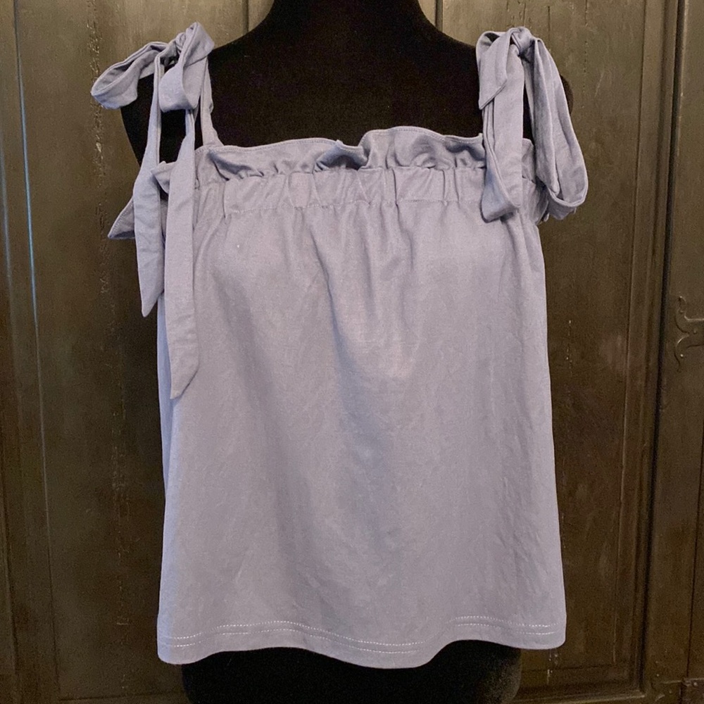 Listicle periwinkle sleeveless shoulder Tie up Crop Top size large